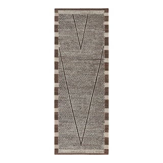 Rug & Kilim’s Extra-Long Runner Rug in Beige-Brown With Stripes and Striae For Sale