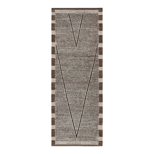 Rug & Kilim’s Extra-Long Runner Rug in Beige-Brown With Stripes and Striae For Sale