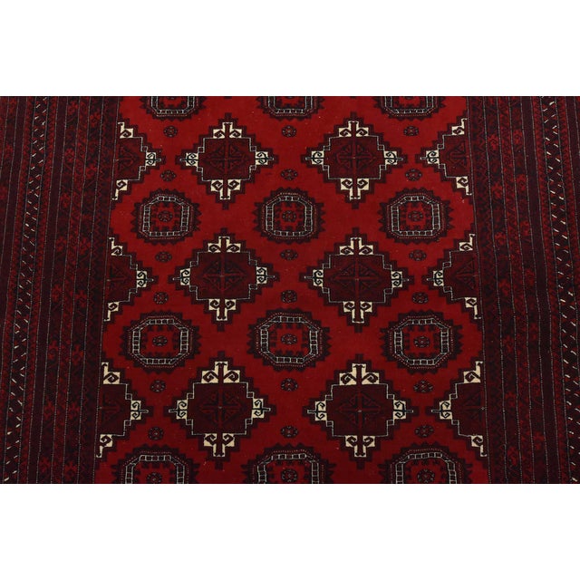 1990s Turkmen Rug 4’4” X 6′ Red Wool Vintage Tribal Hand-Knotted Oriental Carpet For Sale - Image 5 of 12