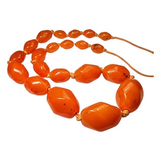 Antique Natural Black Sea Amber Graduated Bead Antique Necklace For Sale