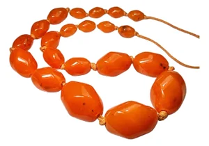 Antique Natural Black Sea Amber Graduated Bead Antique Necklace