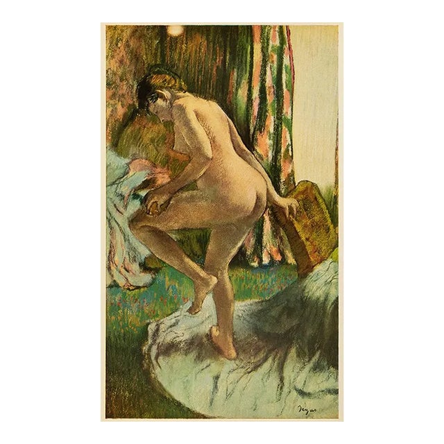 Circa 1940s After Edgar Degas "After the Bath" Vintage Full Color Impressionist Print For Sale