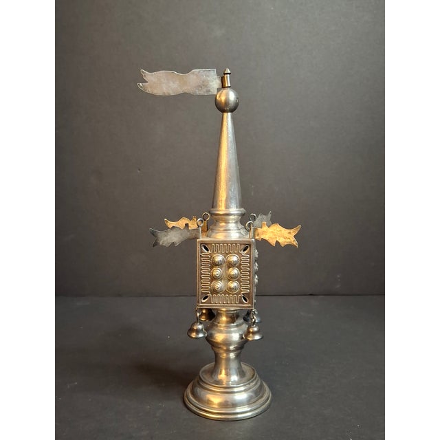 Vintage Israeli 925 Sterling Silver Havdalah Besamim Spice Tower & Bells 141 G For Sale In Boston - Image 6 of 18