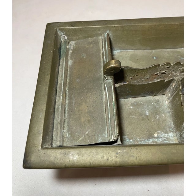 Metal Rare Antique 18th Century Handmade Brass Smoking Stand Desk Caddy Humidor Box For Sale - Image 7 of 17