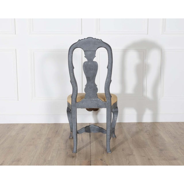 Charcoal Fine Pair of 19th Century Swedish Rococo Chairs in Black Paint For Sale - Image 8 of 9