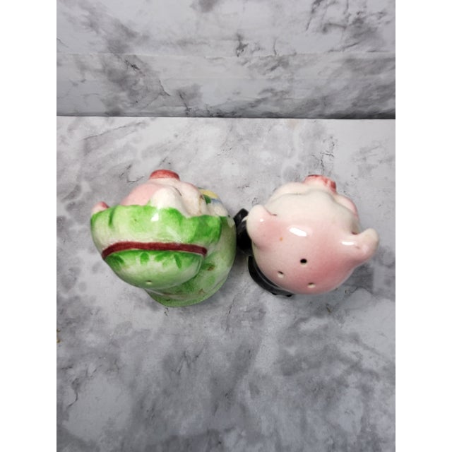 1950s 1950s Vintage Py Japan Pig Couple Salt Pepper Shakers For Sale - Image 5 of 13