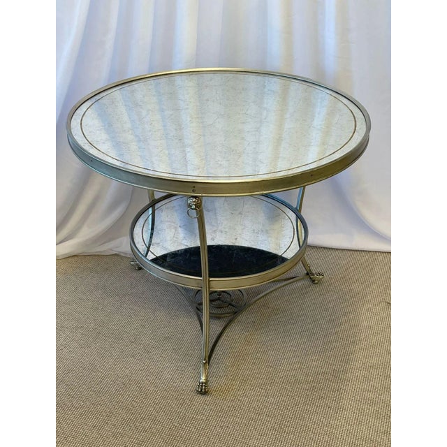 Hollywood Regency Hollywood Regency Style Mirrored Gueridon, Center Table, Silver Gilt, Lion Heads For Sale - Image 3 of 13