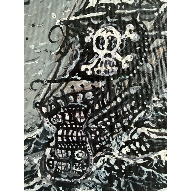 Nautical Serg Graff “Pirate Ghost Ship” Original Painting, Ship Seascape, Nautical Art For Sale - Image 3 of 9