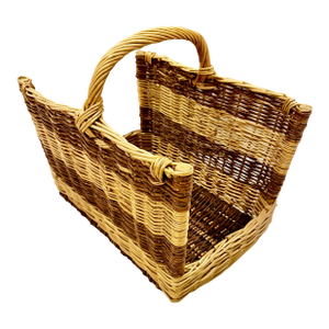 French Wicker Handled Log Holder
