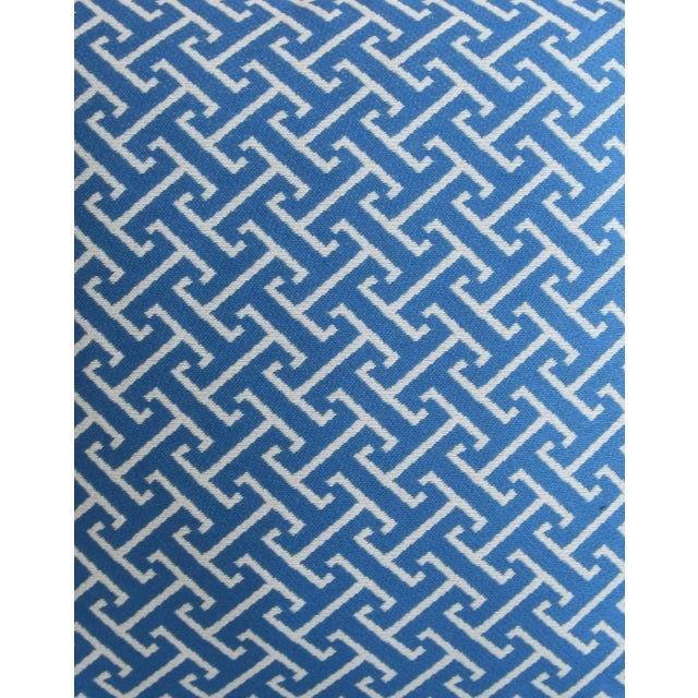 Blue & White Geometric Modern Contemporary Feather/Down Pillow 20” Square For Sale - Image 4 of 5