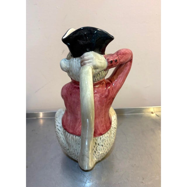 1970s 1950s Mottahedeh Portugal Ceramic Monkey Pitcher For Sale - Image 5 of 6