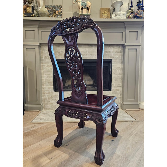 Japanese Meiji Period Carved HungMa Rosewood Antique Dragon Chair For Sale - Image 9 of 12