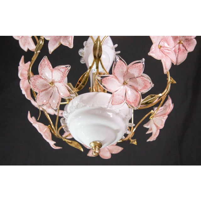 1970s Pink Flowers Murano Chandelier, 1970s For Sale - Image 5 of 10
