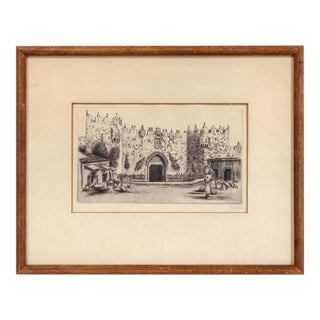 Jacob Eisenberg, Sha'ar Shchem Damascus Gate Old City Jerusalem 1930s Bezalel School For Sale