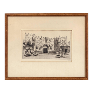 Jacob Eisenberg, Sha'ar Shchem Damascus Gate Old City Jerusalem 1930s Bezalel School