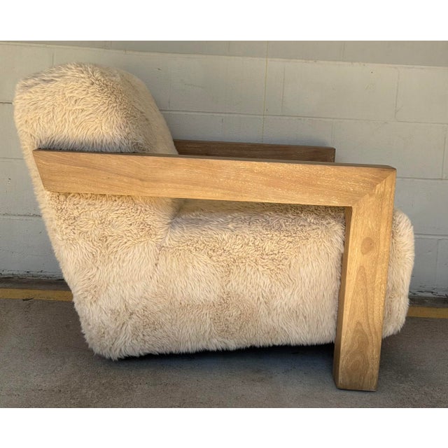 Modern Modern Cream Faux Sheepskin Occasional Chair For Sale - Image 3 of 7