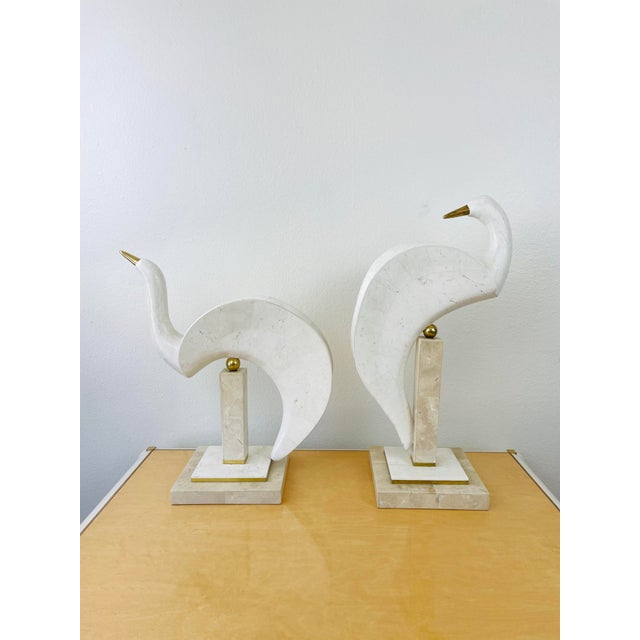 Maitland - Smith Vintage 1980s Pair of Maitland Smith Tessellated Stone Stylized Bird Statues For Sale - Image 4 of 15