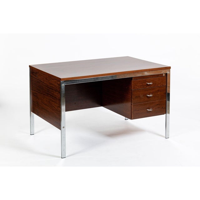Brown Mid Century Modern Rosewood Writing Desk by Jean Gillon for Italma, Made in Brazil For Sale - Image 8 of 18