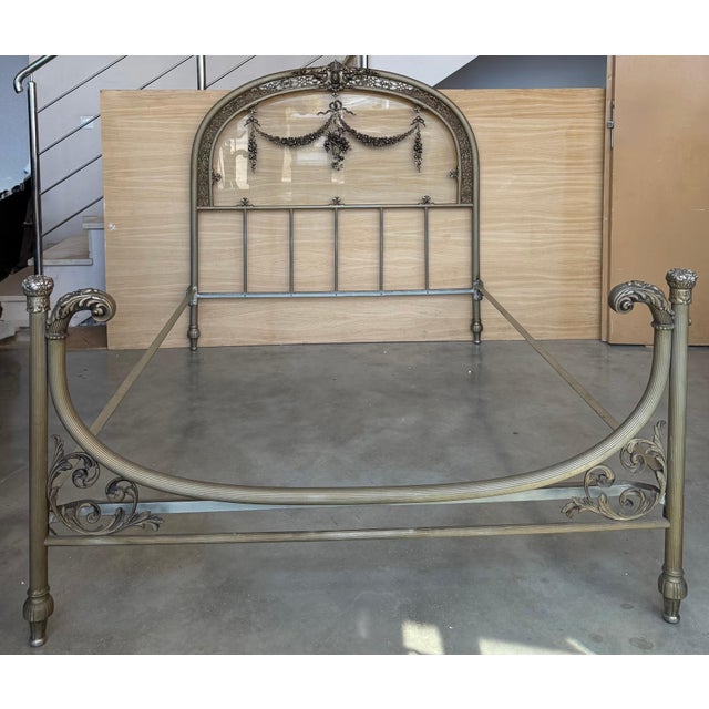 Bronze 19th Century Double Bedroom French Belle Époque Bronze Iron Brass and Glass For Sale - Image 8 of 18
