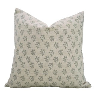 Handcrafted Block Print Throw Pillow Cover 14x36 Inch Home Décor Linen Blend- Pudina For Sale