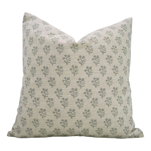 Handcrafted Block Print Throw Pillow Cover 14x36 Inch Home Décor Linen Blend- Pudina For Sale