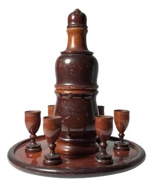 Vintage Italian Turned Wood Thermos Carafe Set Attributed to Aldo Tura - 8 Pieces