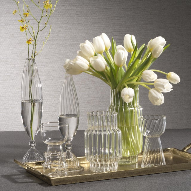 Flo 2-Piece Set Optic Glass Vases, 10" For Sale - Image 4 of 6
