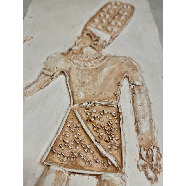 Cream Mediterranean Egyptian Figure Plaster Wall Sculpture For Sale - Image 8 of 10