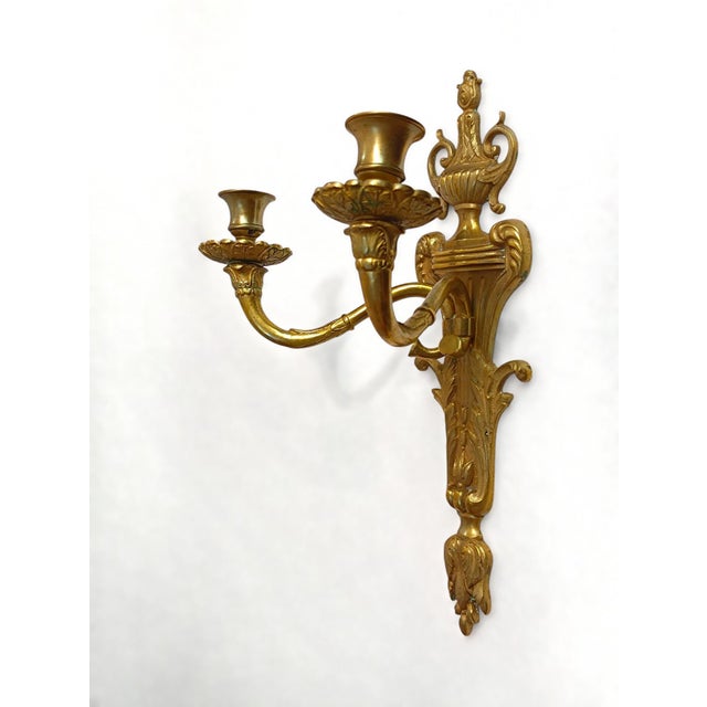 Antique Louis XVI Neo-Classical French Bronze Wall Sconces, 1900s, Set of 2 For Sale - Image 6 of 13