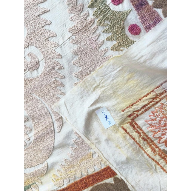 Suzani Tribal Textile - Decorative Vintage Embroidery, 4'2'' X 4'11'' For Sale - Image 9 of 9