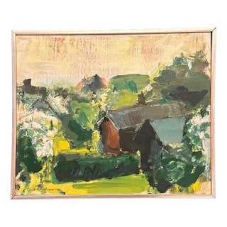 Kenneth Abrahamsson, Landscape, 1950s, Oil on Canvas, Framed For Sale