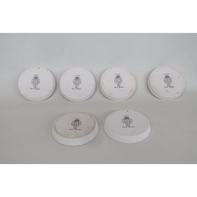 Late 20th Century Royal Worcester Fine Bone China Coasters 6pc Set G676 Hand Painted Florals For Sale In Miami - Image 6 of 14