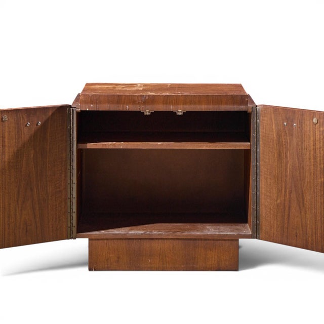 Wood Lane Brutalist Mid Century Walnut Nightstands - Pair For Sale - Image 7 of 11