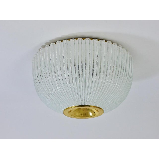 Large German Flushmount in Striped Bubble Glass and Brass from Limburg, 1970s For Sale - Image 11 of 18