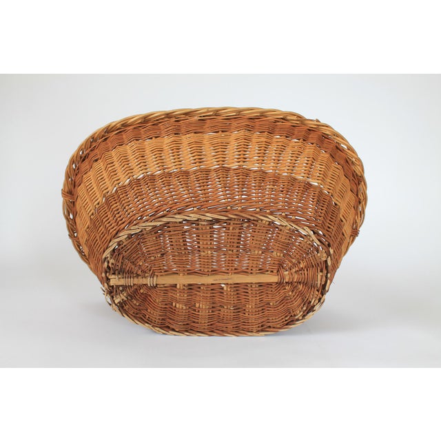Wood Vintage Woven Wicker Laundry Basket For Sale - Image 7 of 12