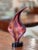 "Flame" by Dino Rosin (Italian b. 1949) Murano Art Glass Sculpture, striated glass in burgundies, deep oranges, subtle...