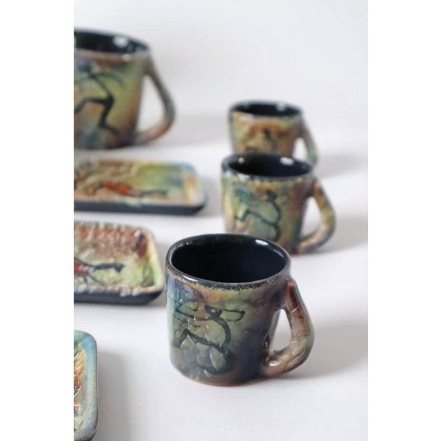 Gold Espresso Service with Stone Age Painting for 6 from Lascaux, France 1960s, Set of 15 For Sale - Image 8 of 12
