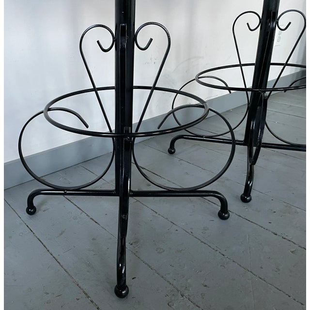 1960s Spanish Revival Barstools Cushy Brown Bucket Chairs With an Iron Scrolled Base - Set of 2 For Sale - Image 4 of 13