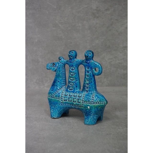 Blue Rimini Blu Ceramic Horse Riders Sculpture by Aldo Londi for Bitossi, Italy, 1950s-60s For Sale - Image 8 of 8