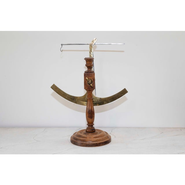 French 19th Century Brass Fabric Scale on Wooden Base Signed Robert A Vienne For Sale - Image 4 of 6