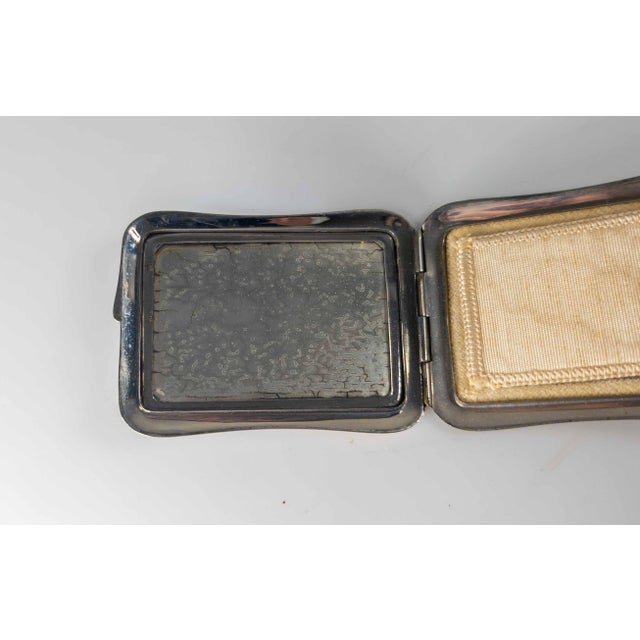 Mid-Century Vintage Blue and Cream Guilloche Enamel Makeup Compact For Sale - Image 9 of 9