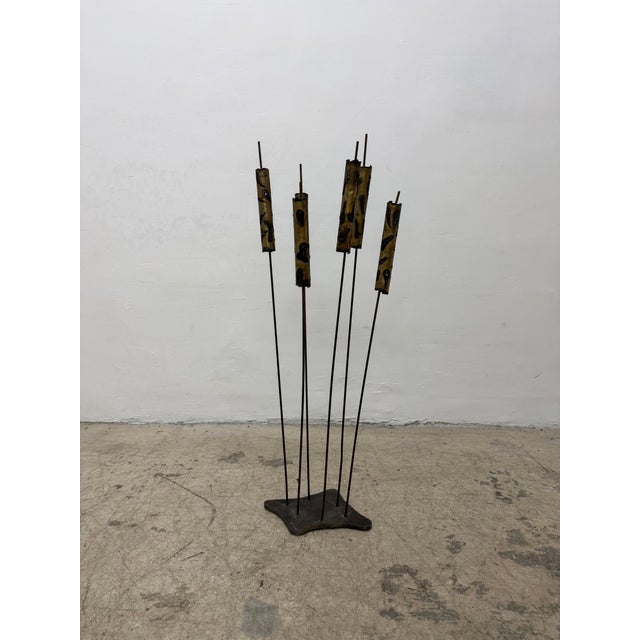 1960s Torch-Cut Brutalist Iron Cattail Table or Floor Sculpture, 1960s For Sale - Image 5 of 13