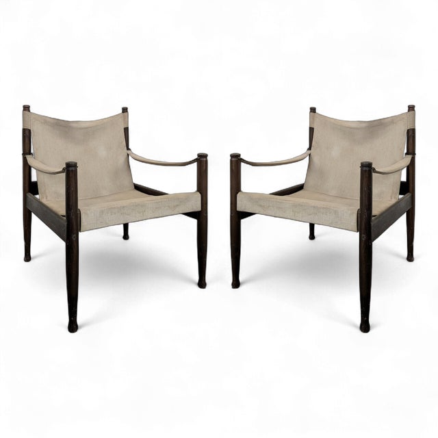 Danish Safari Armchairs by Erik Worts for Niels Eilersen, Set of 2 For Sale
