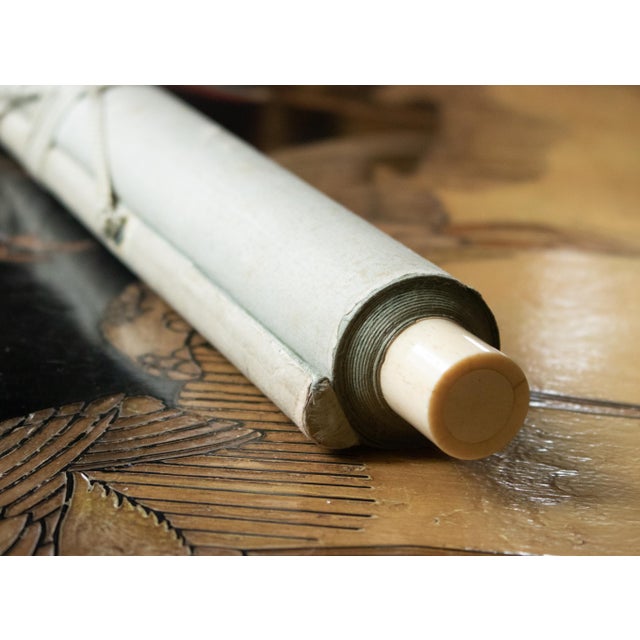 "Raccoons and the Moon", Taisho to Early Showa Era Japanese Ink Scroll Painting For Sale - Image 14 of 18