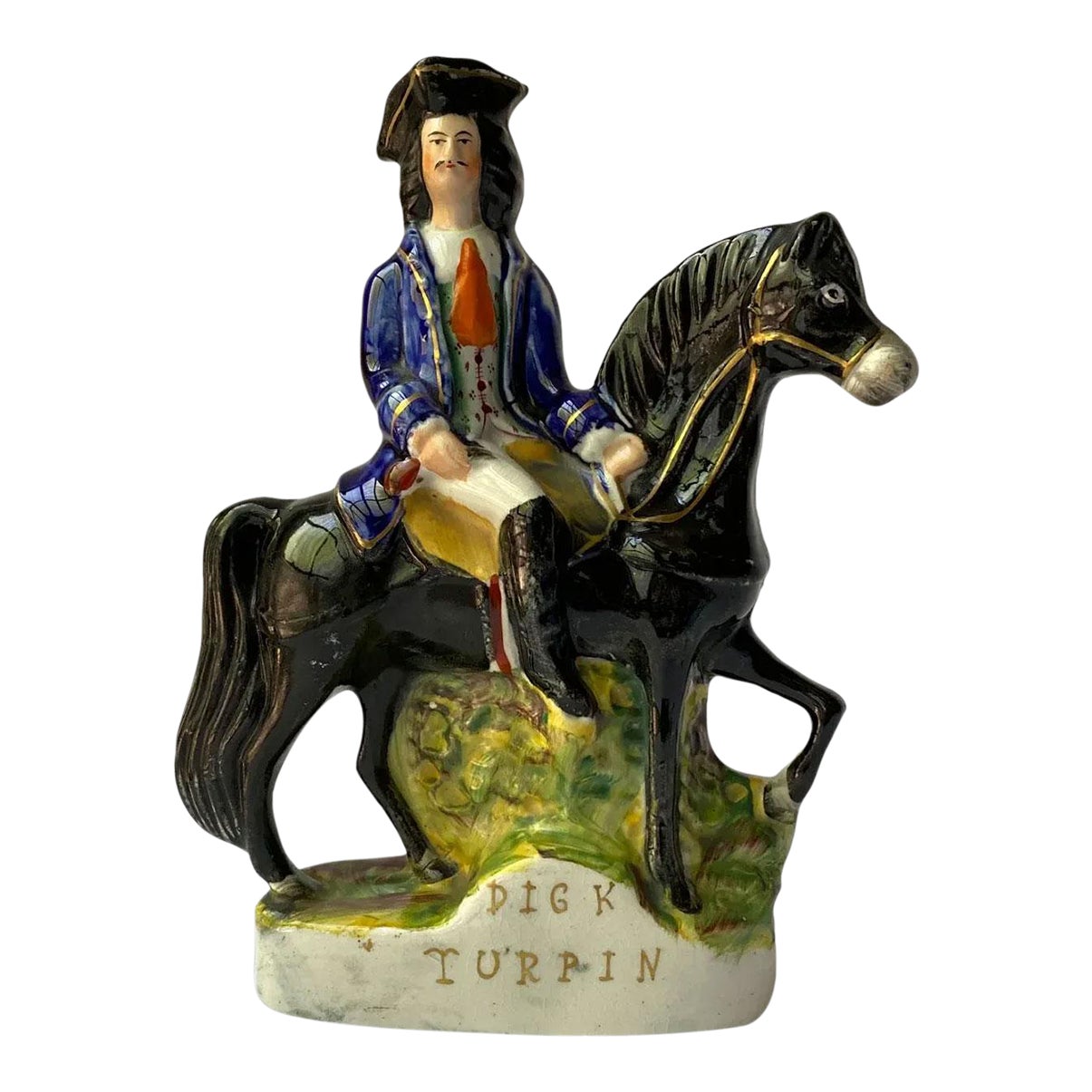 Mid 19th Century English Staffordshire Pottery Dick Turpin on Black ...