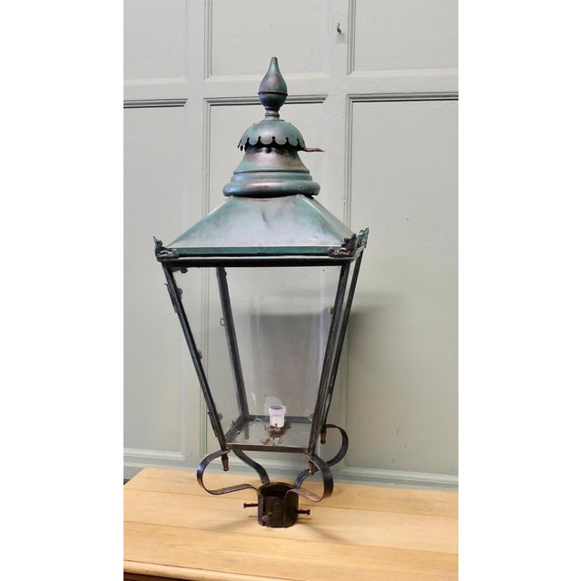 Large Copper Lantern Street Light, 1900 For Sale - Image 3 of 8