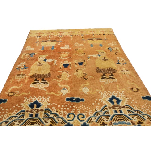A splendid 4x7 Peking rug of sought-after Chinese antiquity in a traditional Peking style floral pattern. Hand knotted in...