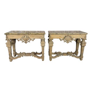 Pair of French Baroque Louis XIV Style Console Tables For Sale