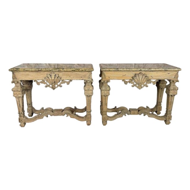 Pair of French Baroque Louis XIV Style Console Tables For Sale