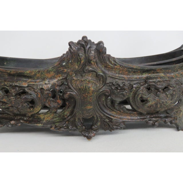 Metal Jardiniere Planter Rococo Style Scrollwork Footed Centerpiece Bowl 4957b For Sale - Image 13 of 18